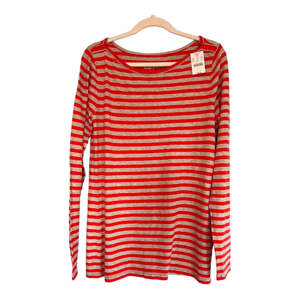 J. CREW 100% Cotton Red & Gray Artist T Knit Shirt Top Size XL summerT-shirt